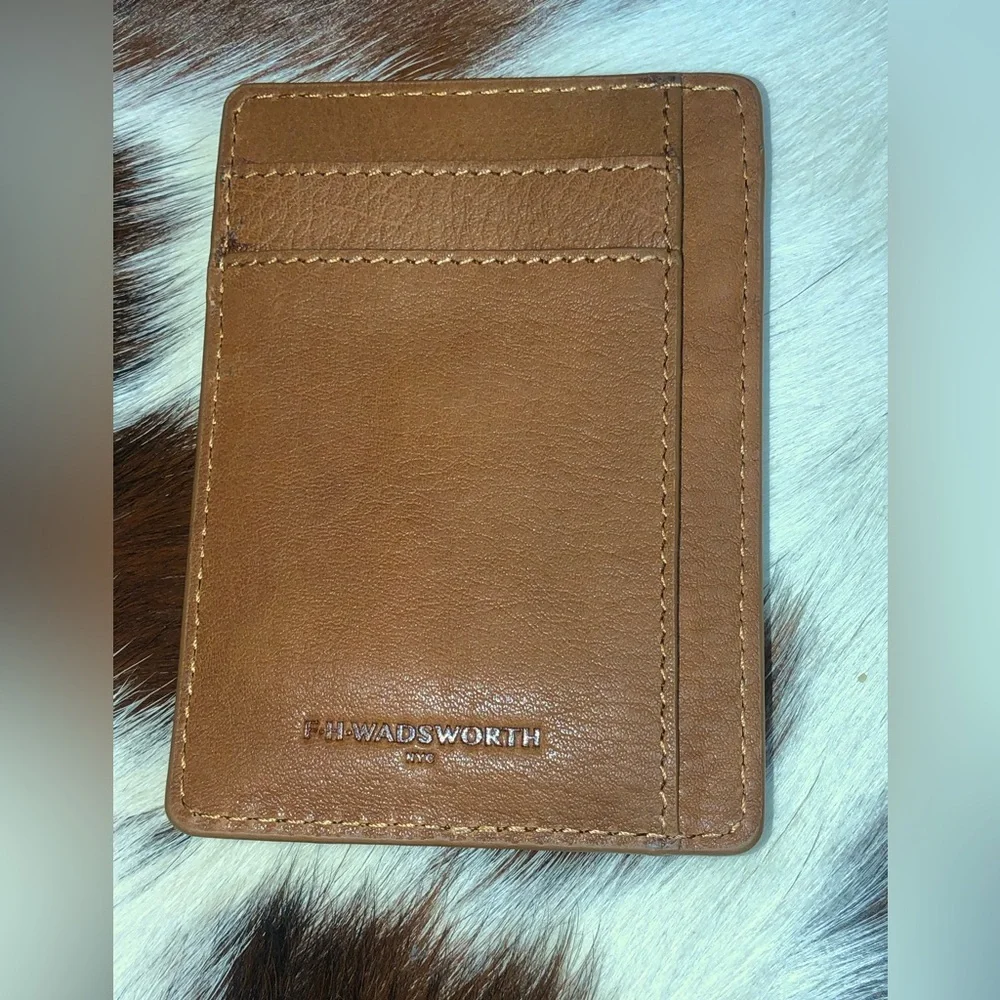 Saddle Brown Pebble Leather Card & Magnetic Bill Holder NWOT